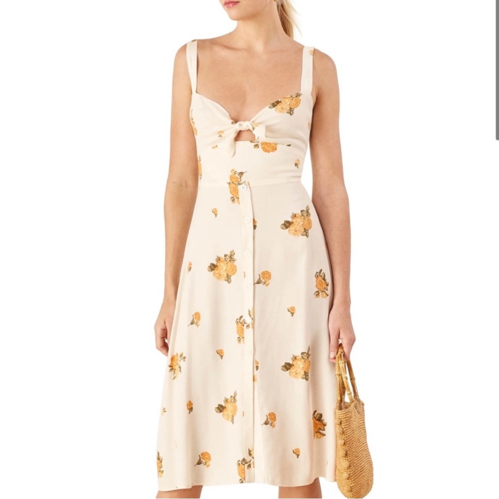 Reformation Frankfort MIDI Sundress yellow orange flowers